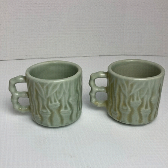 VINTAGE bamboo pattern mugs Ambassador Korea pair - Picture 1 of 4